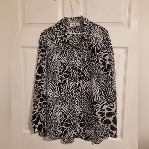 Cato‎ leopard and zebra print button up shirt
